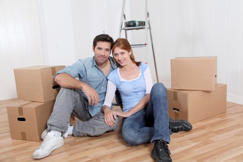 Professional movers with a removal van