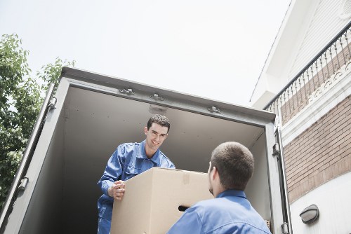 Interior of a spacious removal van loaded for a move